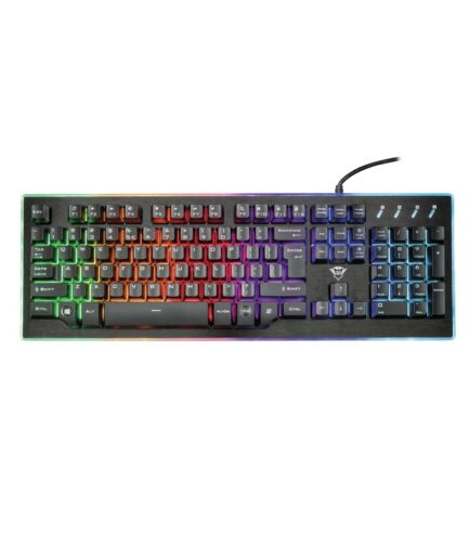 Teclado Cableado Semi Mecanico RGB Trust Thura Negro